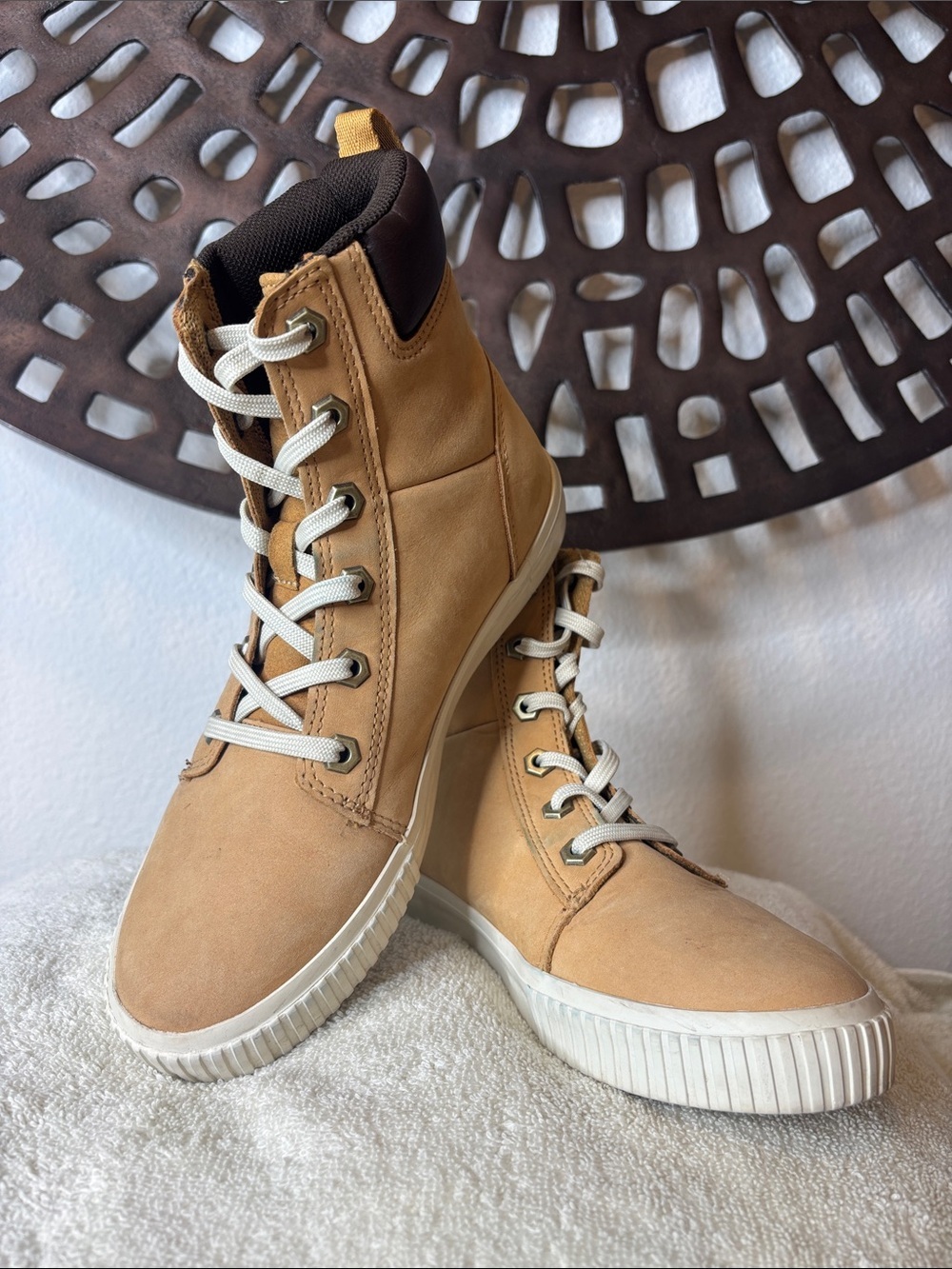 🤎 Timberland Skyla Bay 6-Inch Boots Women’s 7 Wheat Nubuck Lace Up A2C3S 🤎